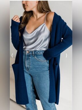 Ravella Wiley Cashmere Cardigan in Sapphire Navy Size Small